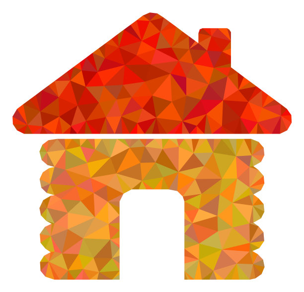 木房子多边形低多边形平面图标图片下载