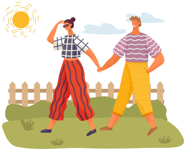 幸福的情侣在阳光下漫步。高个男人和漂亮女孩在户外共度时光图片下载