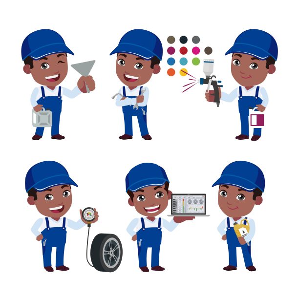 一组不同姿势的技术人员图片下载