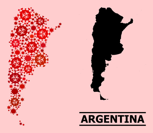 阿根廷地图-与新冠病毒拼贴图片下载