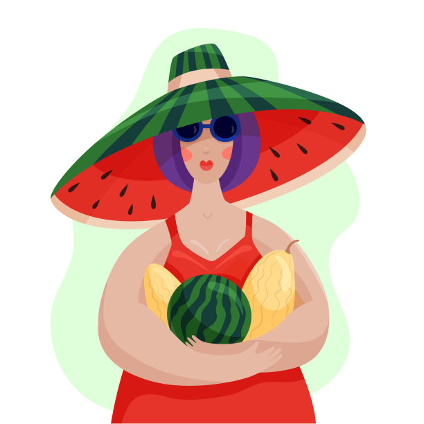 一个拿着西瓜的女人图片下载