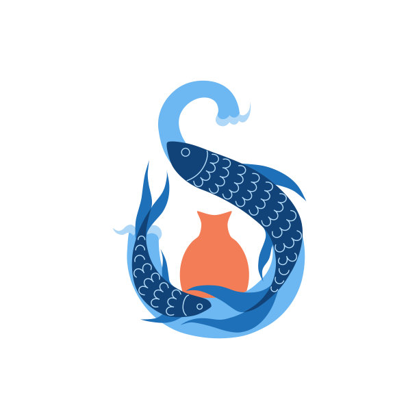 海上一浪，两条鱼游图片下载