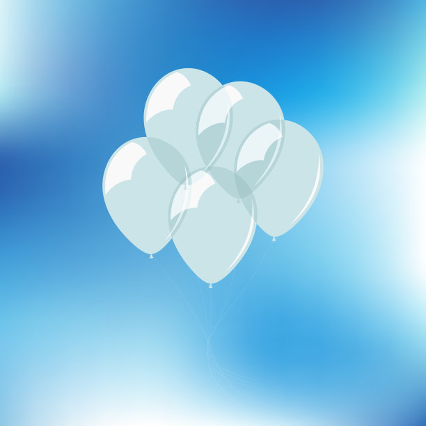 空中有白色的氦气球。矢量图图片下载