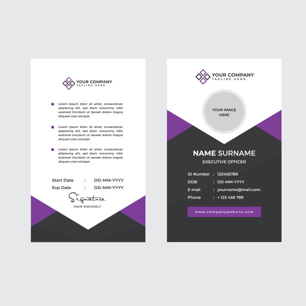 高级员工身份证和照片占位符图片下载