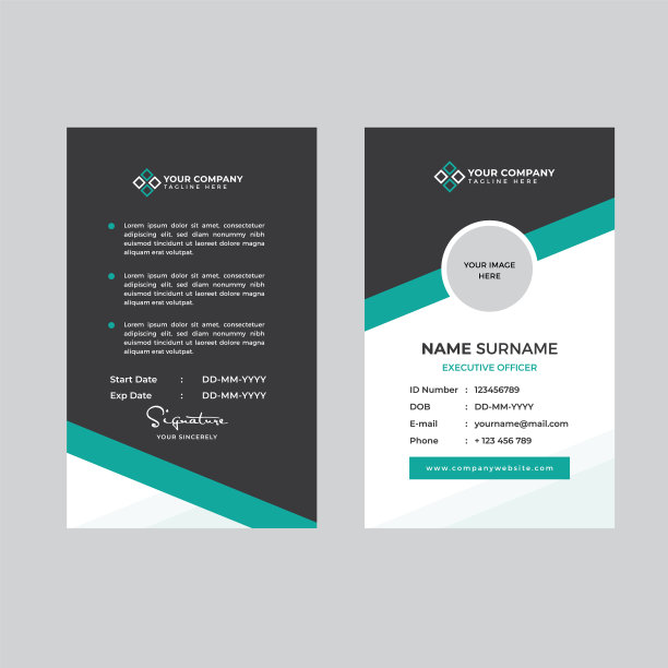 高级员工身份证和照片占位符图片下载