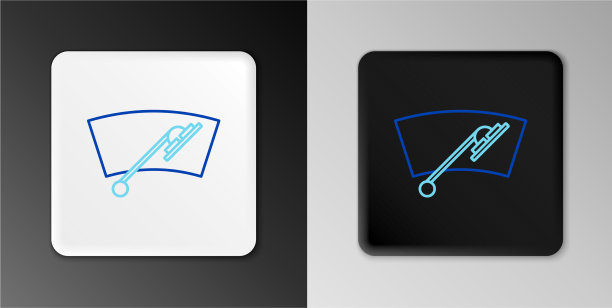 线挡风玻璃雨刷图标隔离在灰色图片下载