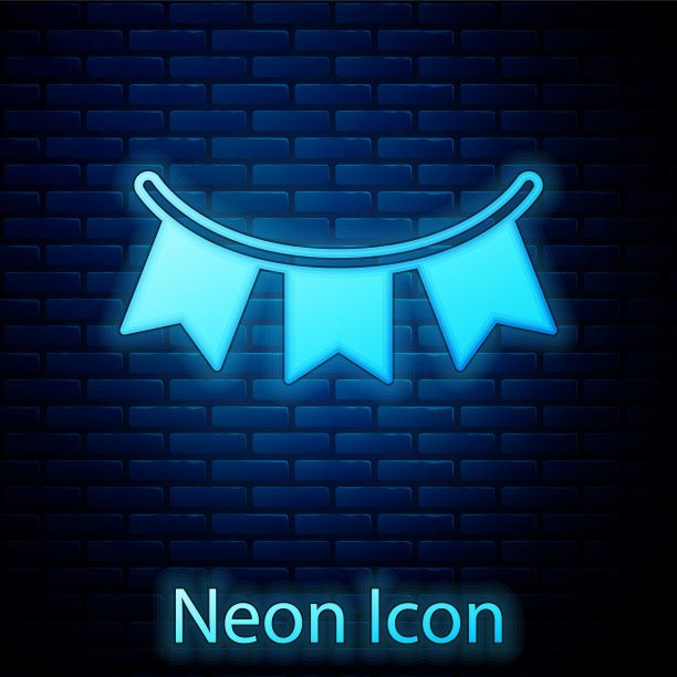 霓虹灯嘉年华花环与旗帜图标图片下载