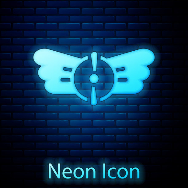 霓虹灯闪烁的航空标志图标孤立上图片下载