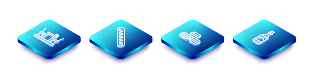 设置等距线法式咖啡法棍面包图片下载