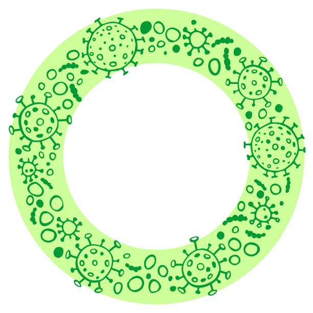 背景，框架，边界从分子，细胞病毒，细菌。大流行,流行covid-19。隔离冠状病毒的概念，疫苗接种。矢量手绘轮廓涂鸦分离图片下载