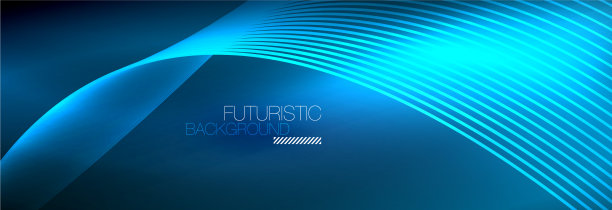 抽象的霓虹灯在黑暗中发出波浪般的光图片下载