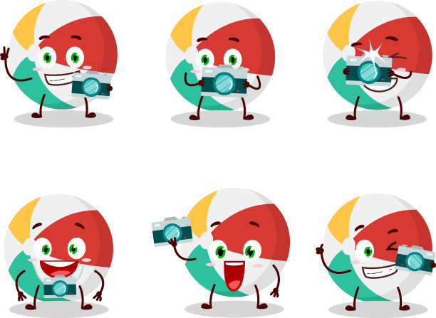 摄影师专业表情与沙滩球图片下载