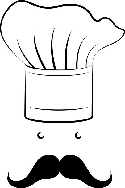 厨师帽子胡子-黑白画图片下载