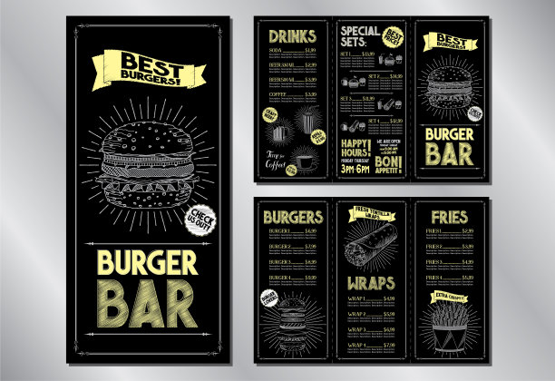 汉堡吧菜单手册模板汉堡卷图片下载