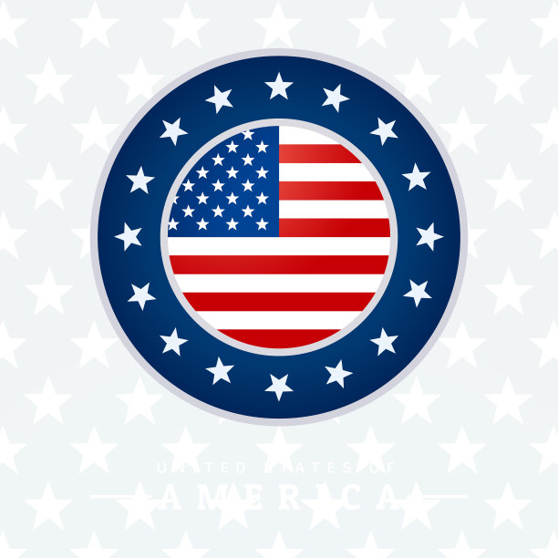 圆形标志中心与美国国旗图片下载