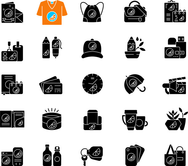 公司品牌材料黑色字形图标设置图片下载