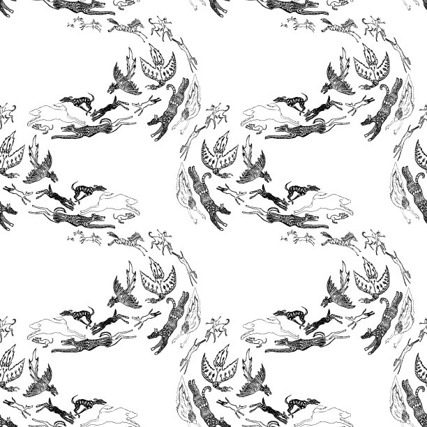 无缝模式的野生狩猎的幻想生物图片下载