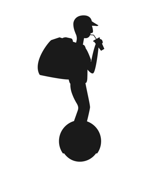 送货披萨剪影男人图片下载