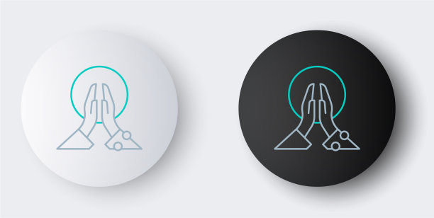 线冥想图标孤立的灰色背景图片下载