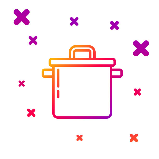 颜色线烹饪锅图标孤立在白色上图片下载