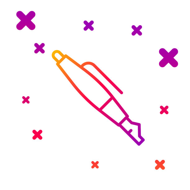 彩色线钢笔笔尖图标隔离在白色上图片下载