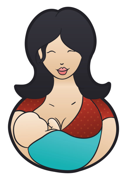 现代妈妈和她的宝宝一起哺乳图片下载
