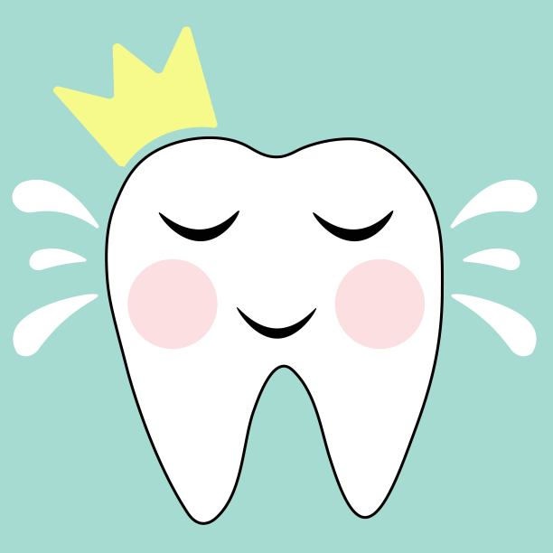 卡通微笑牙齿牙科护理矢量插画图片下载