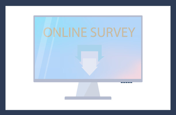 在笔记本电脑或电脑屏幕上进行在线调查。桌面调查、测试或测验的名称。教育培训在线考试表格的标题页。用户响应的选择。向量图片下载