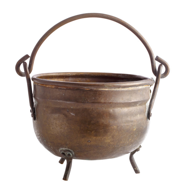 老式铜锅，有脚和柄图片下载