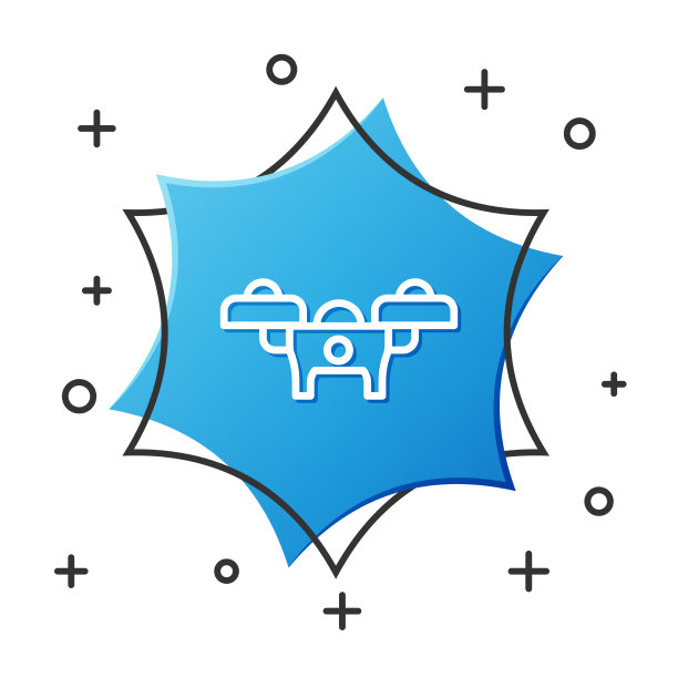 白色线无人机飞行图标孤立的白色图片下载