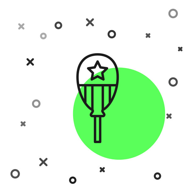 黑色线气球与丝带图标孤立图片下载