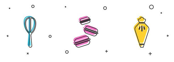 设置厨房打蛋器马卡龙饼干和糕点袋图片下载