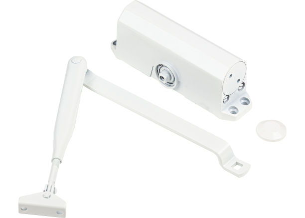 自动白色液压门关闭铰链隔离在白色背景图片下载