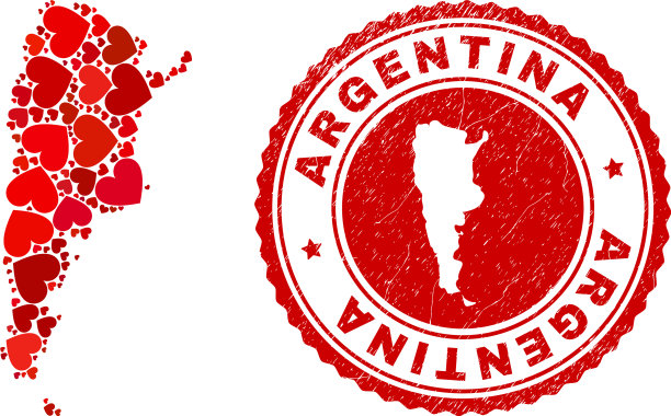 瓦伦丁马赛克阿根廷地图和垃圾徽章图片下载