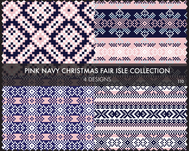 粉红色海军蓝圣诞集市岛无缝模式图片下载