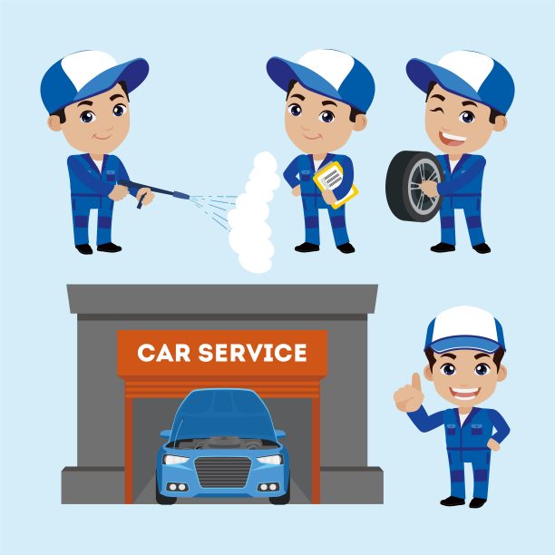 一组不同姿势的技术人员图片下载