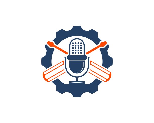 机械齿轮与十字螺丝刀和音乐麦克风图片下载