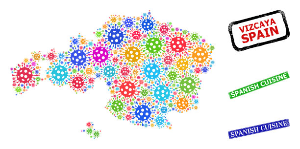 橡胶西班牙美食邮票和明亮图片下载