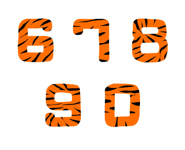 原装橙色数字，白色背景上有黑色条纹图片下载