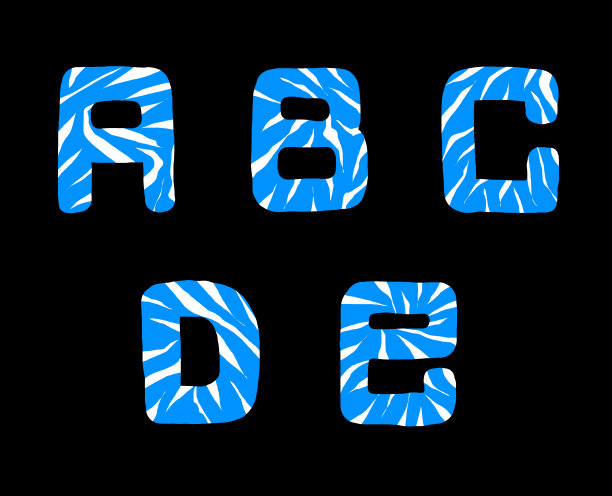 原蓝色字母与白色条纹在黑色背景图片下载