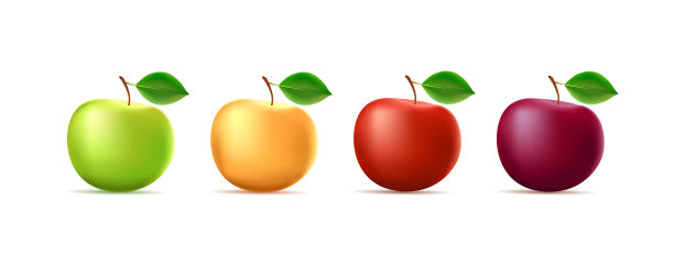 将3d苹果放在四个不同的位置图片下载