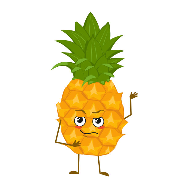 可爱的菠萝性格与情绪脸手臂图片下载