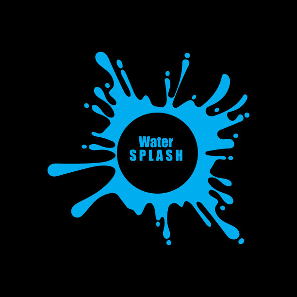 水溅蓝色圆形模板黑色图片下载