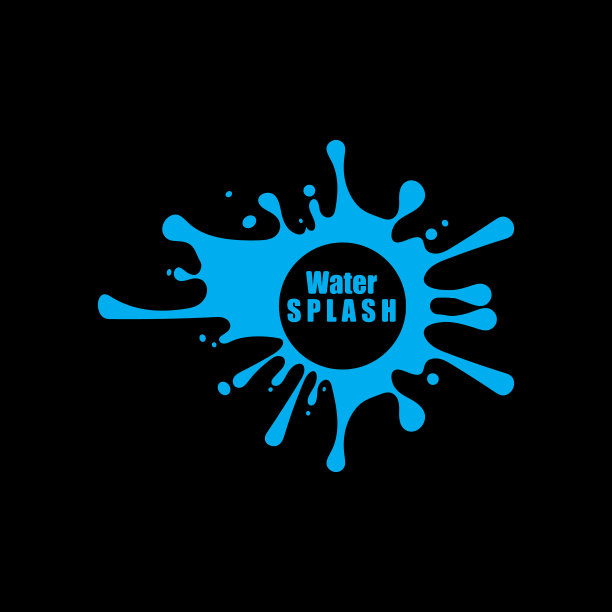 水溅蓝色圆形模板黑色图片下载