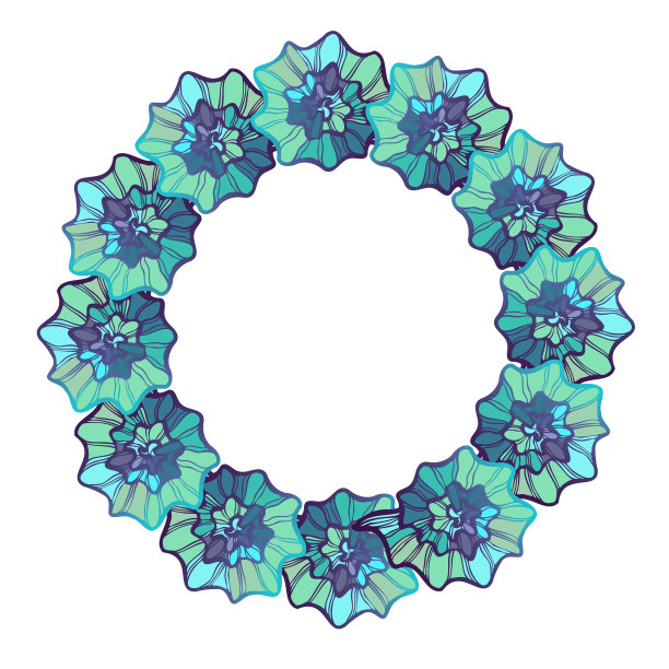 孤立设计植物可爱花环图片下载