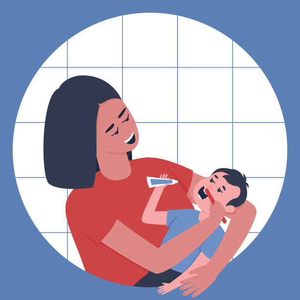 妈妈慈爱地给宝宝刷牙图片下载