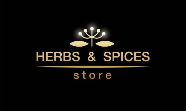 香草和香料金色简约标志图片下载