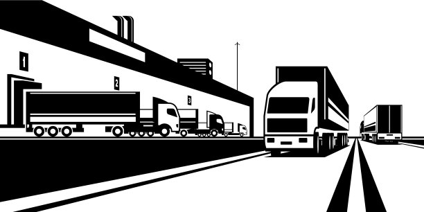 从仓库装卸货物的卡车图片下载