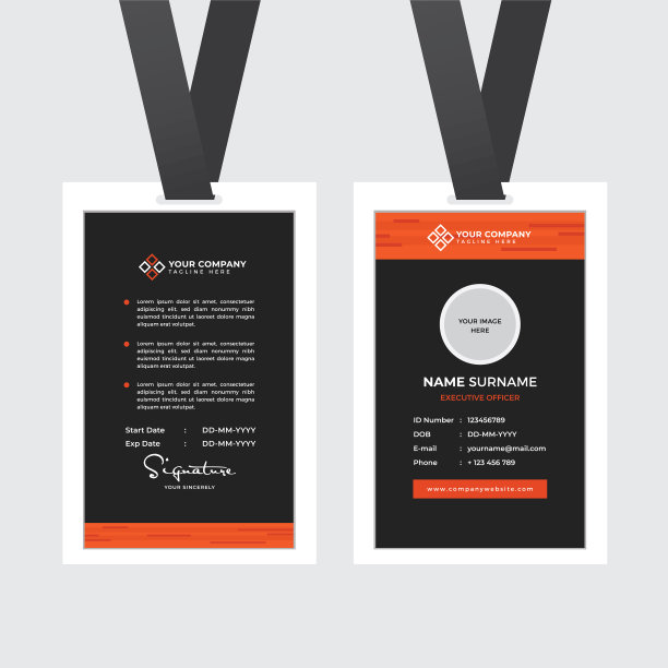 高级员工身份证和照片占位符图片下载