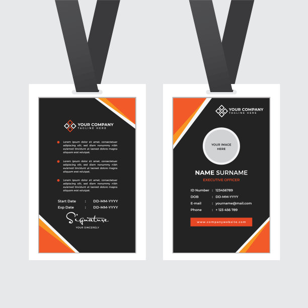 高级员工身份证和照片占位符图片下载